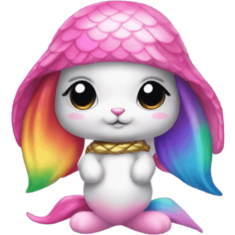 Rainbow mermaid bunny wearing pink pirate emoji