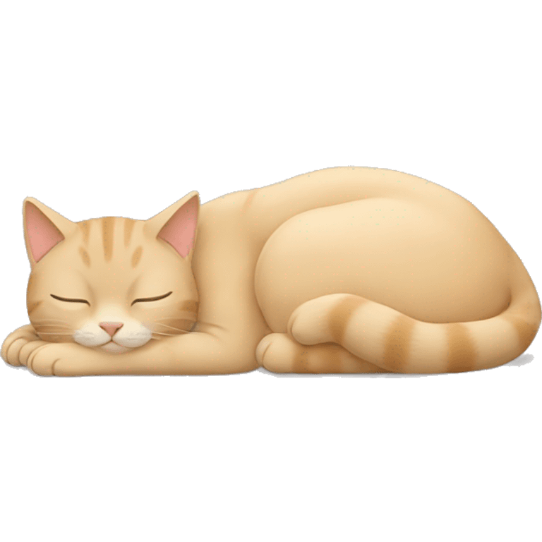 Beige cat sleeping with girl emoji