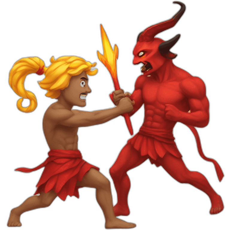 God fighting with devil emoji