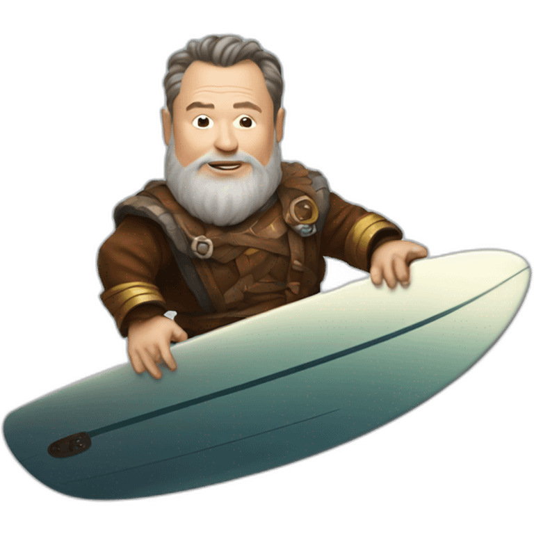 Dwarf surfing on Elon musk emoji