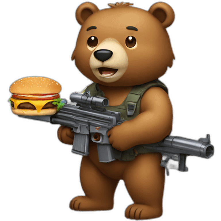 Bear with burger a minigun emoji