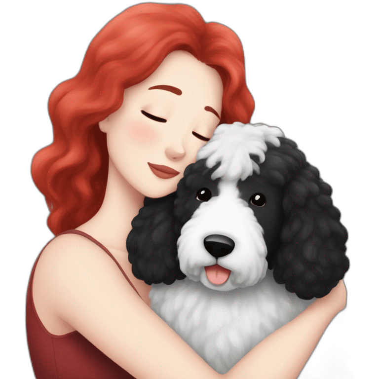 black-and-sheepadoodle-having-a-really-big-cuddle-with-white-lady-with-red-long-hair emoji