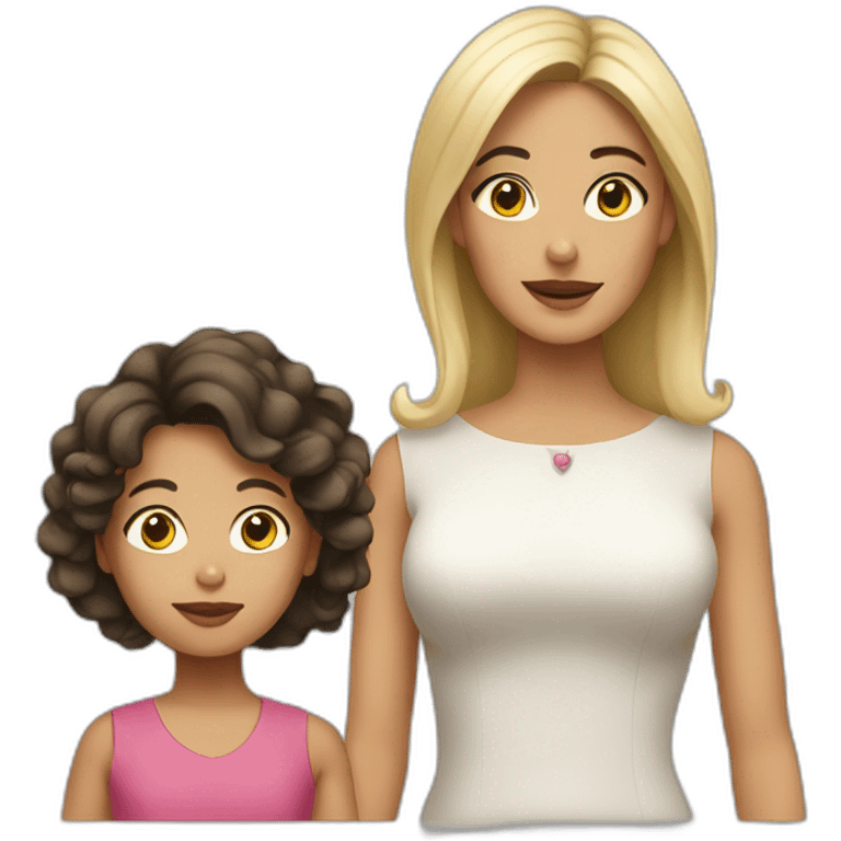 Brunette aunt with blonde small niece emoji