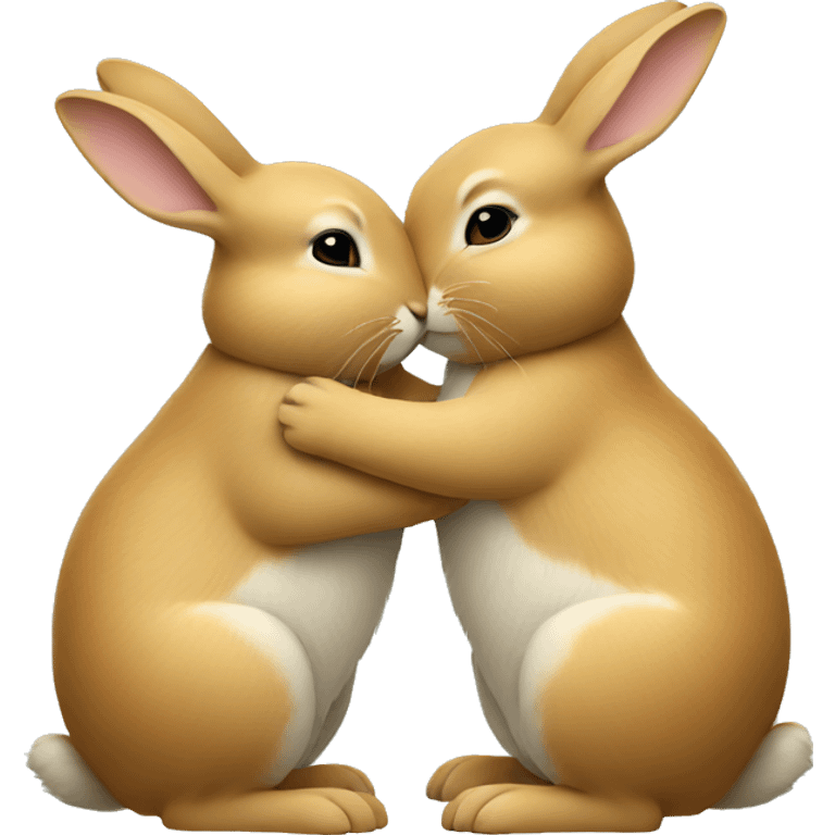 Two rabbits hug each other  emoji