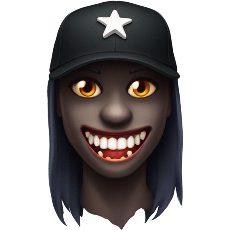 baseball cap black star and vampire fangs  emoji