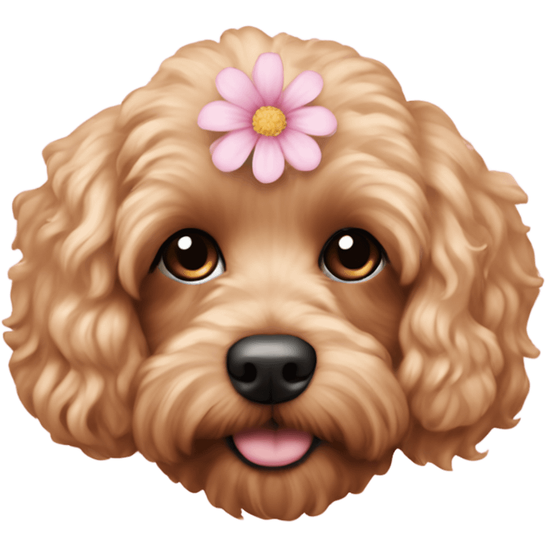  Cavapoo with light pink flower  emoji