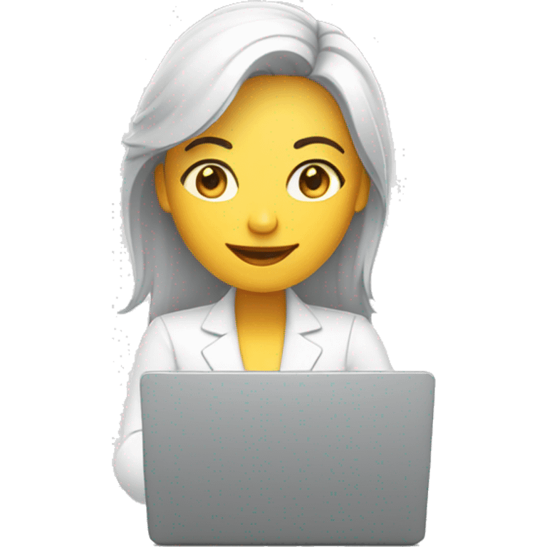 Una mujer blanca trabando en la laptop sobre edicion de video emoji