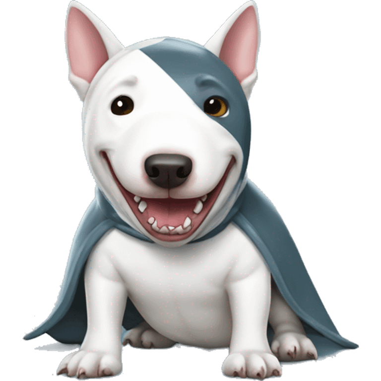 Bull terrier wearing shark costume  emoji