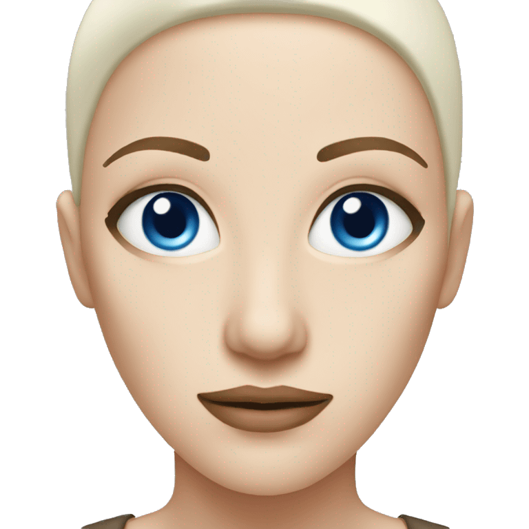 pale woman with shaved head and blue eyes emoji