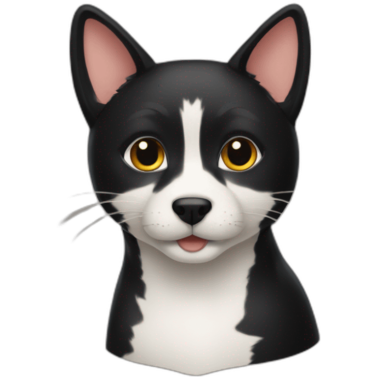 a black cat with a shiba inu emoji