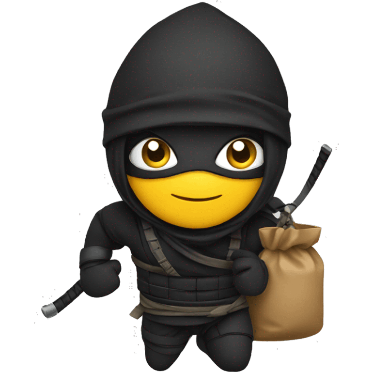 Ninja photograph with a bag pack  emoji