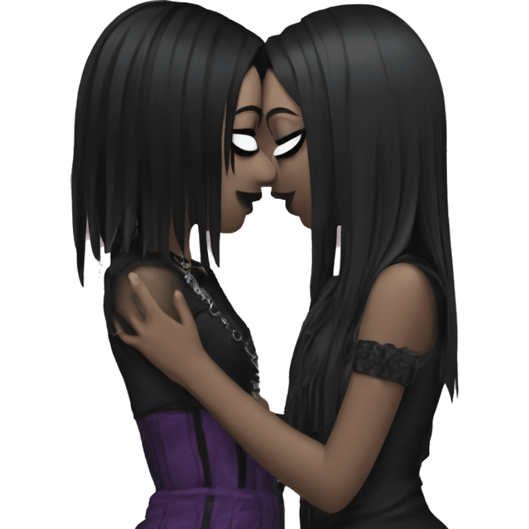 2 goth girls kissing emoji