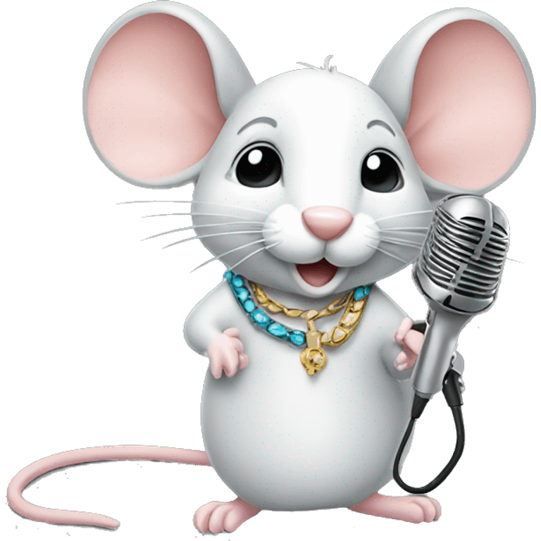 mouse with a microphone and necklace  emoji