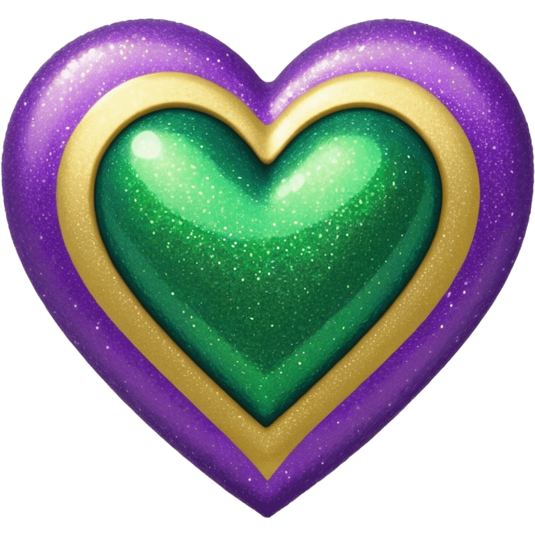 Gold, purple and green glitter heart  emoji