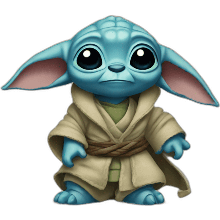 stitch-fait-un-calin-à-Yoda emoji