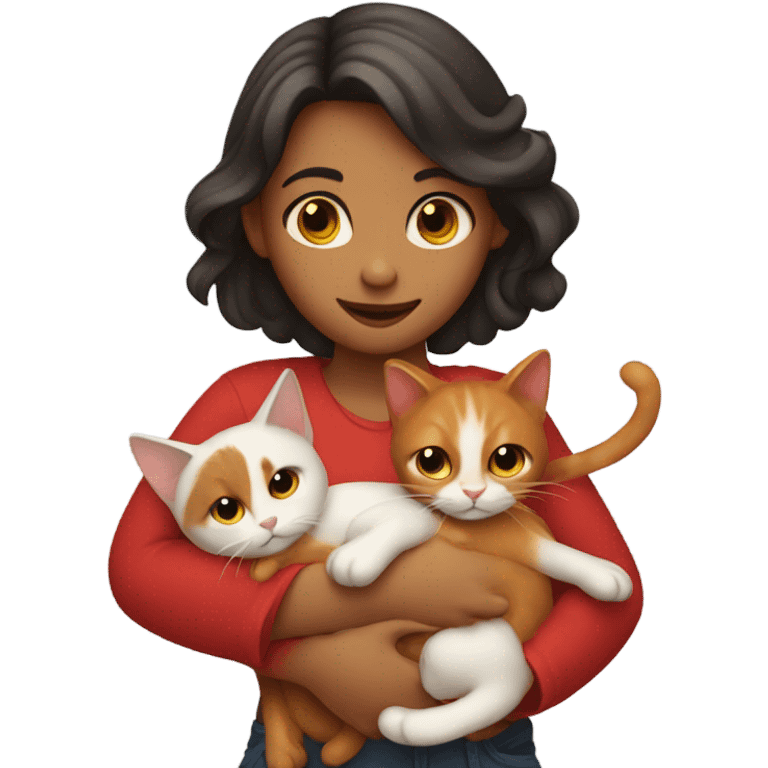 girl with red cat in her arms emoji