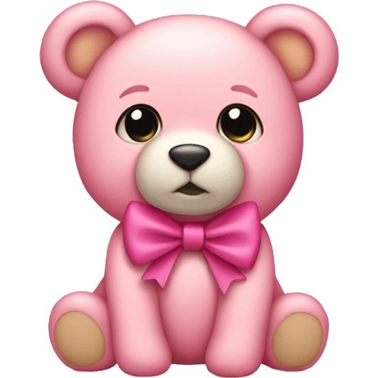 pink teddy bear with pink bow on ear emoji