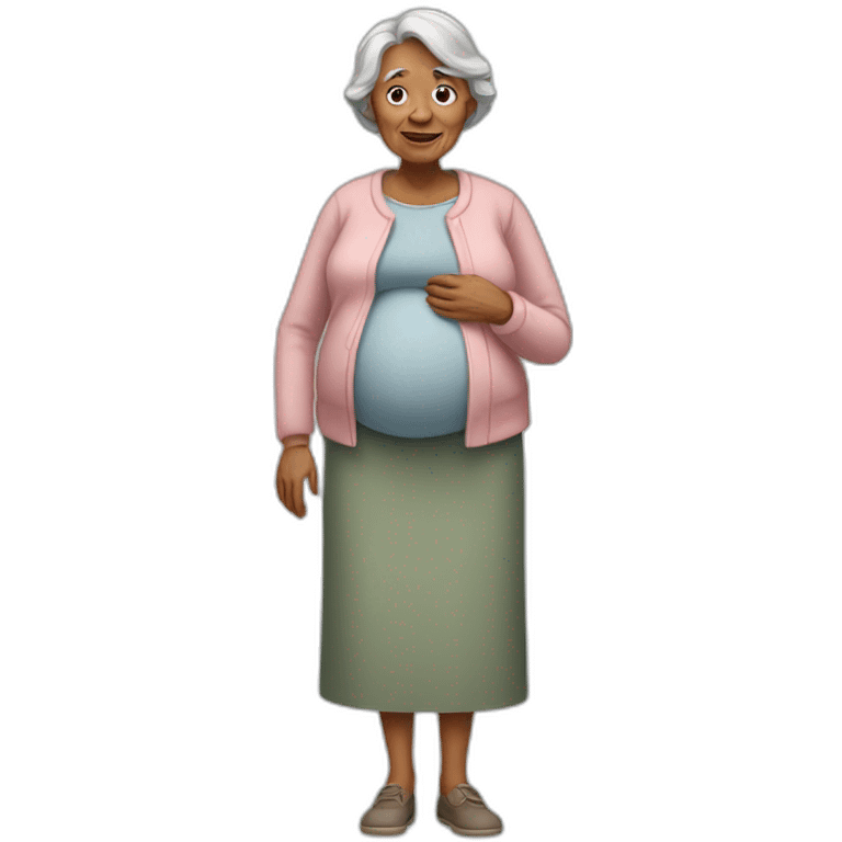 standing pregnant old woman emoji