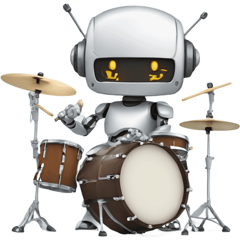 cute robot plays the drum set emoji