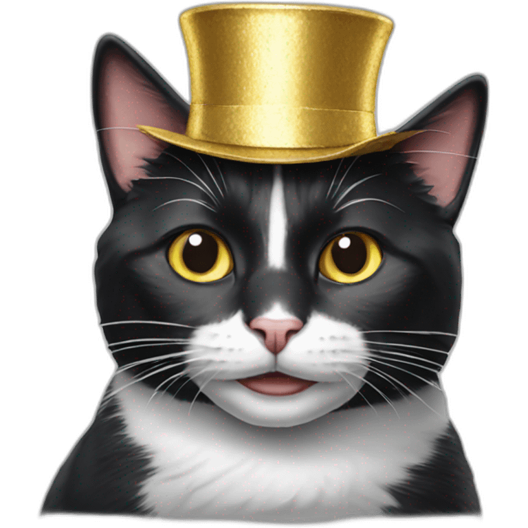 tuxedo cat wearing tinfoil hat emoji