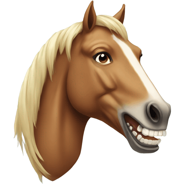 Horse with human teeth emoji