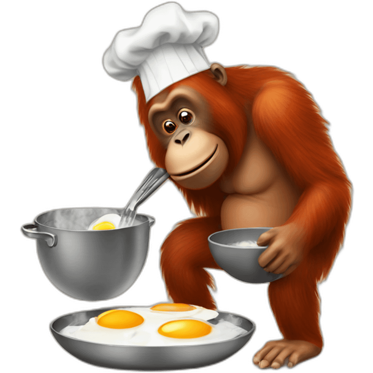 Orangutan cooking eggs emoji