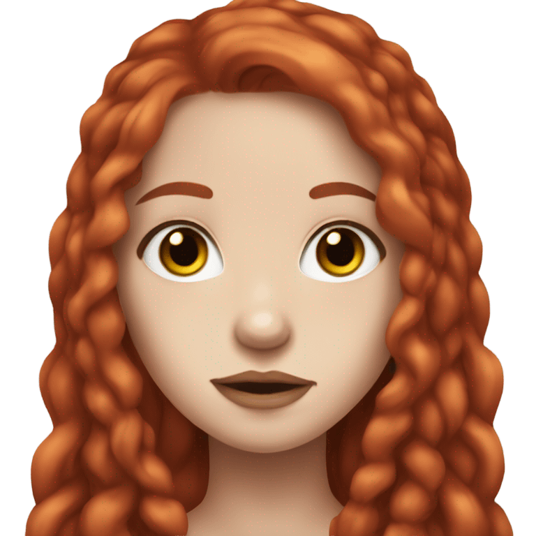 girl with red long hair, white skin septum piercing and brown eyes emoji