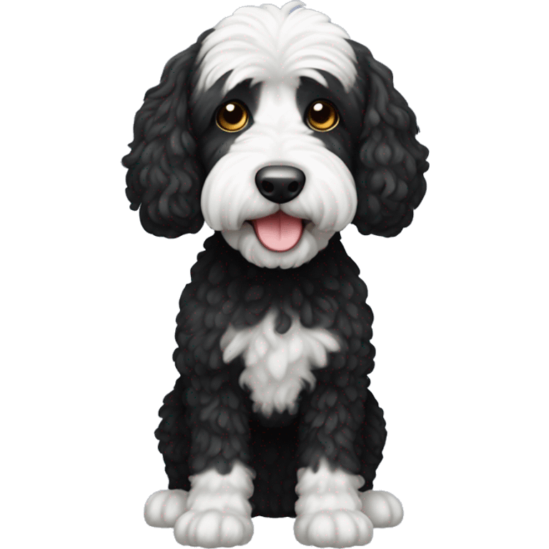 Black cockapoo full body small white stripe  emoji