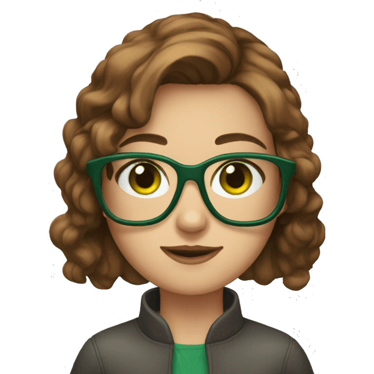 Girl brown hair green eyes fun glasses emoji