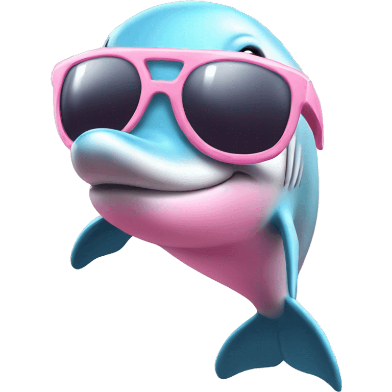 Pastel-pink-colors-dolphin with sunglasses  emoji