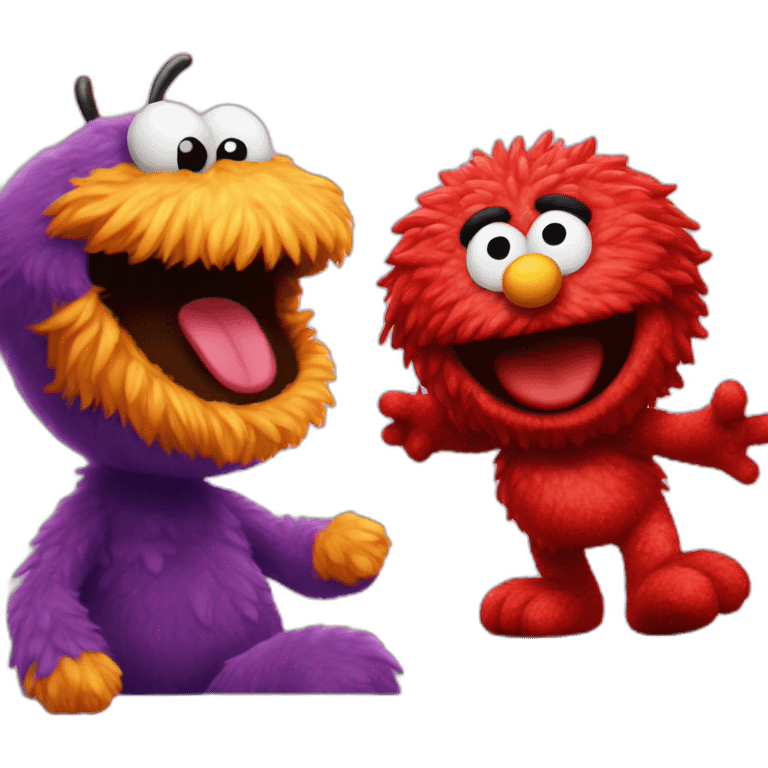 elmo and cookie monstar laughing emoji