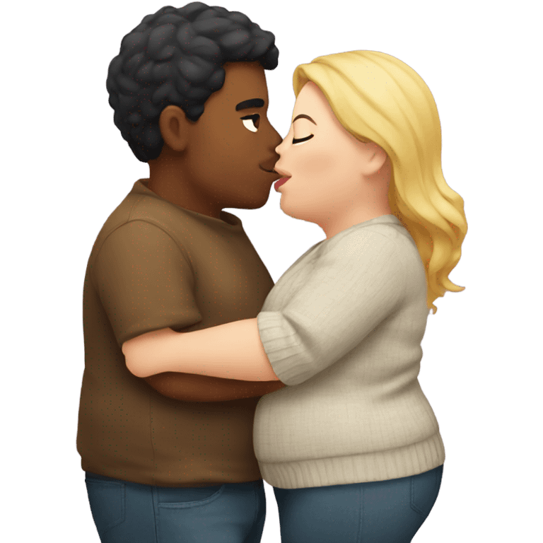 Chubby couple kissing  emoji