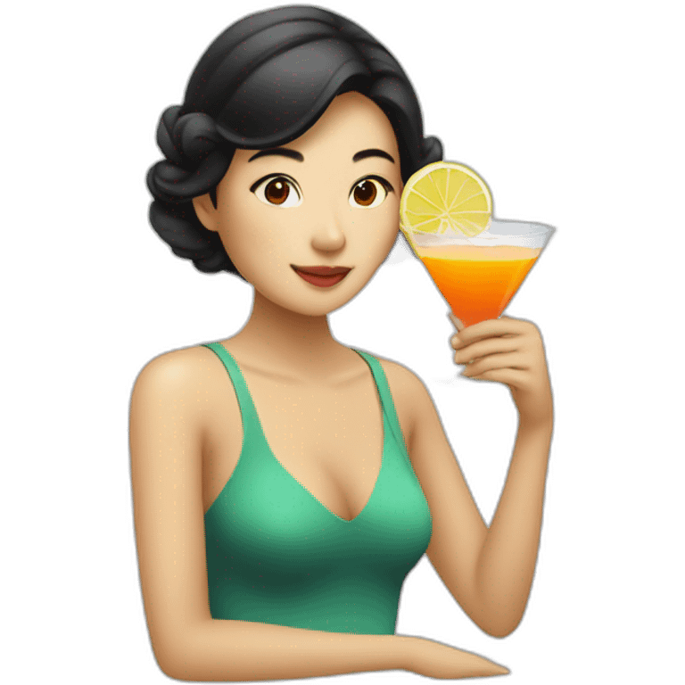 asian lady drinking cocktail emoji