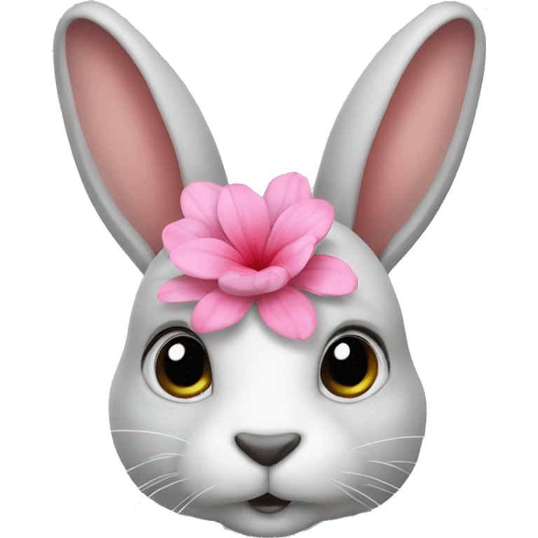 rabbit with pink flower on its head emoji