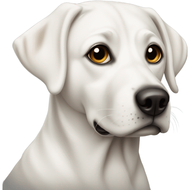 White lab with black spot of right eye emoji