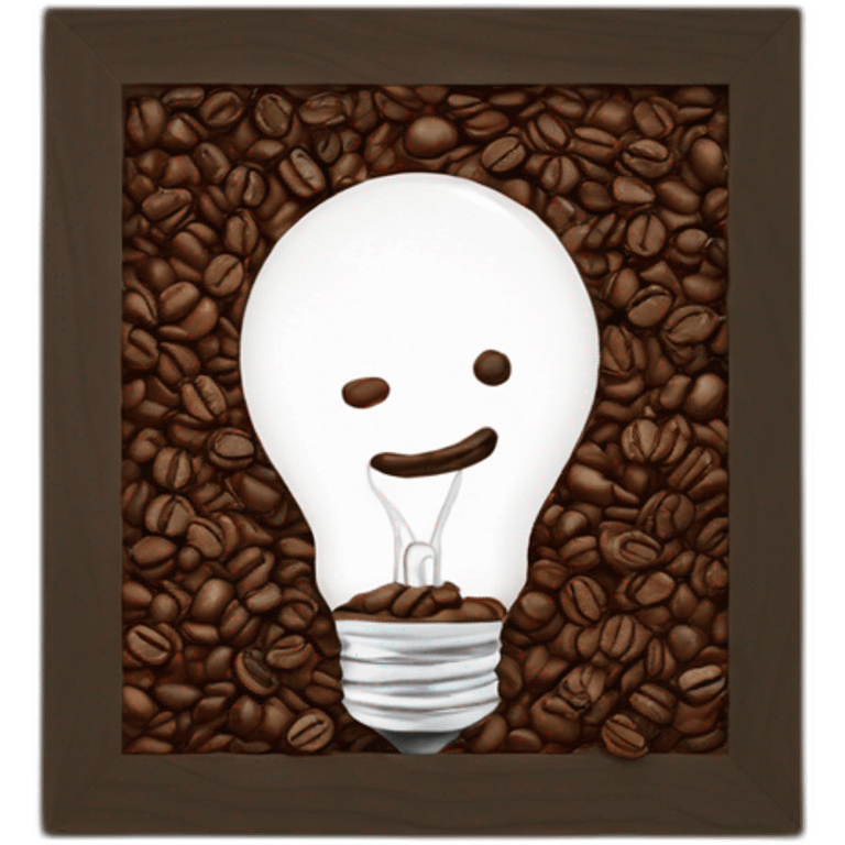 a lightbulb crafted with coffee beans, white frame emoji