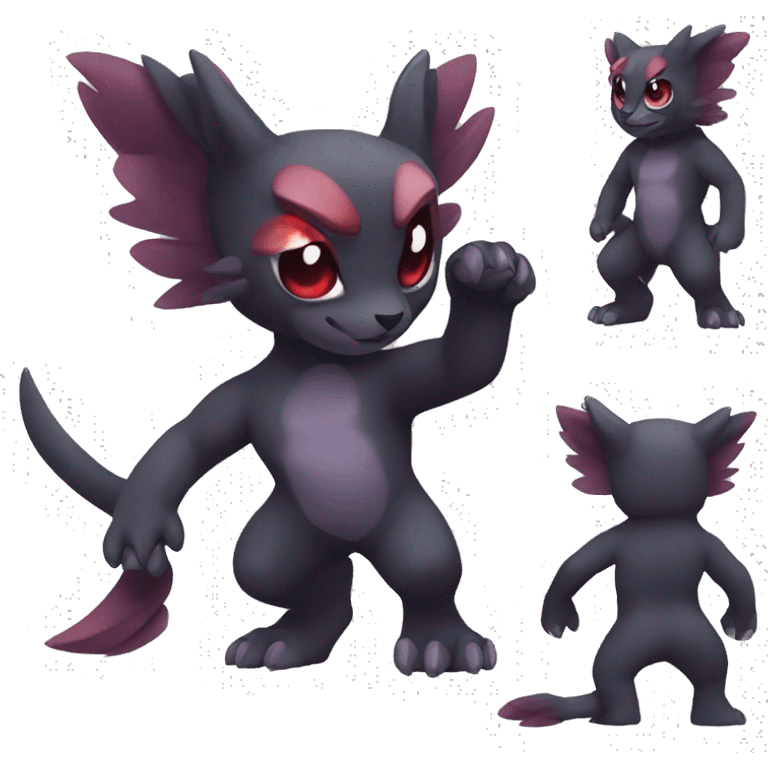 Cute cool dark black red purple animal hybrid Fakemon full body emoji