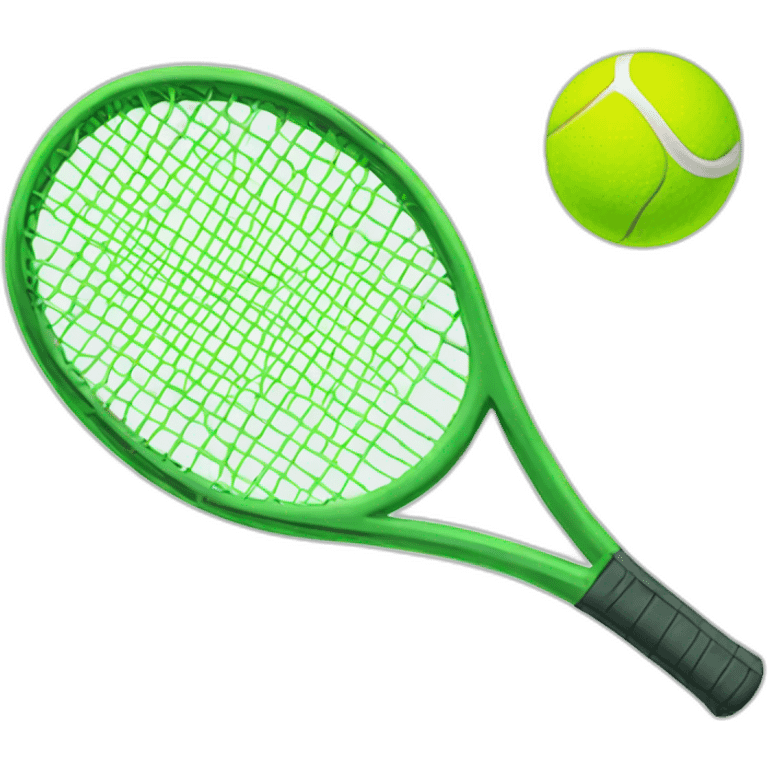 Green racket tennis with  tennis ball emoji