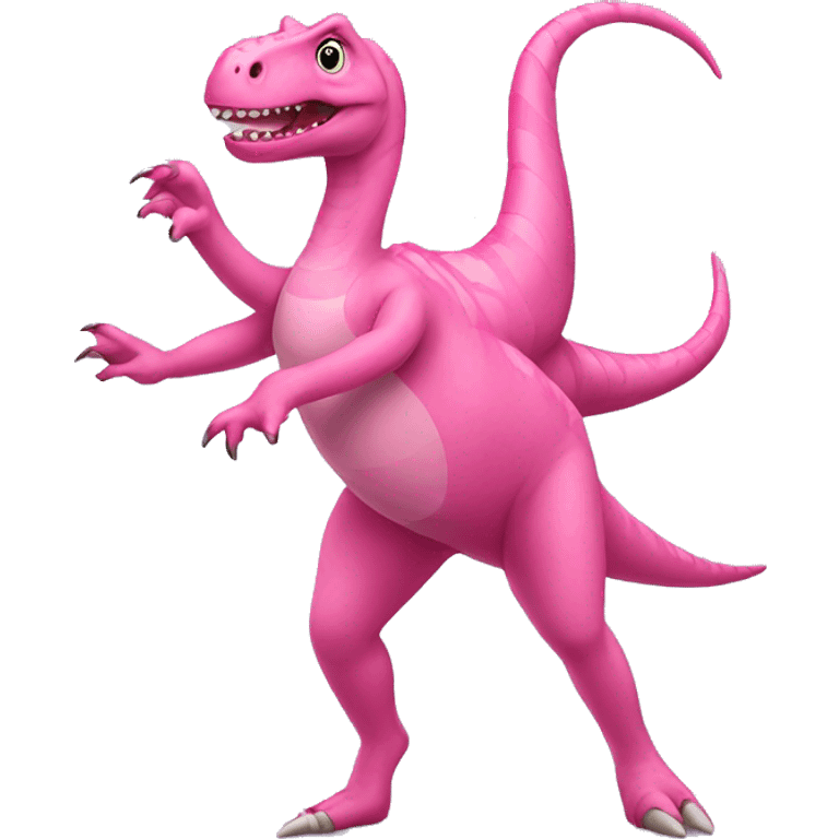 Pink dinosaur doing ballet emoji