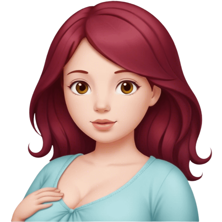 Beautiful burgundy haired pregnant girl emoji