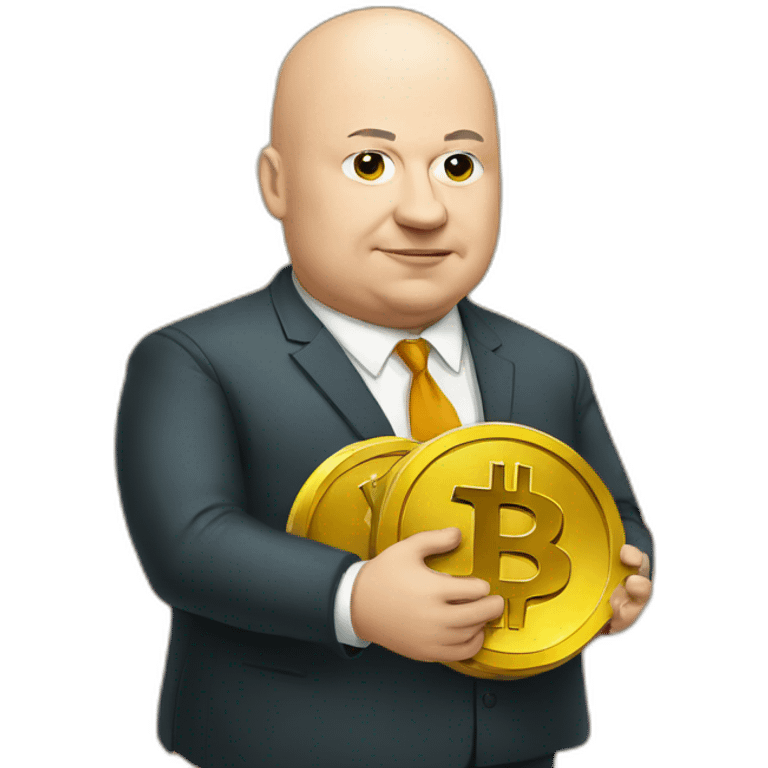 fat bald politician holding bitcoin emoji