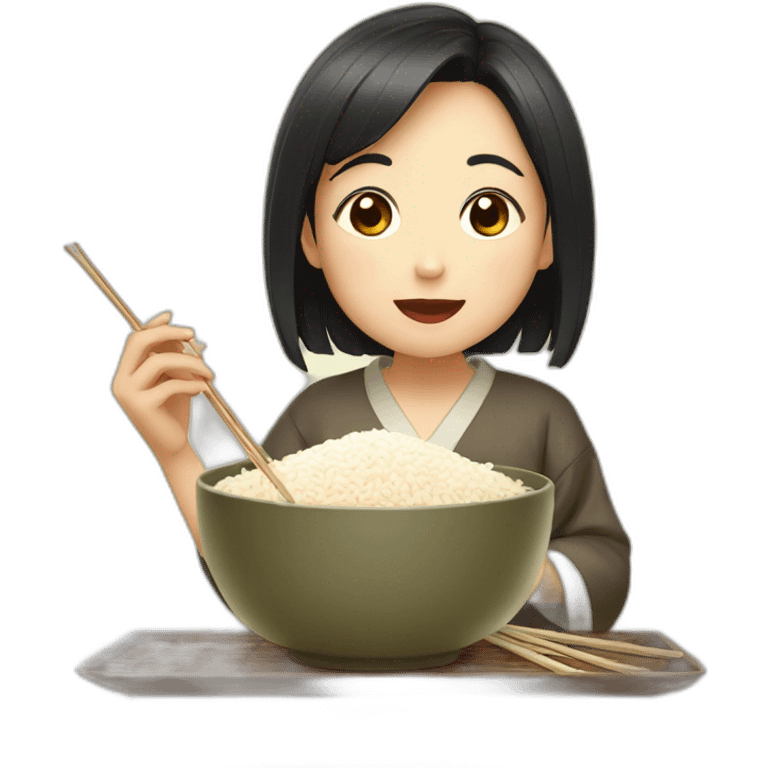 japanese girl eating rice emoji