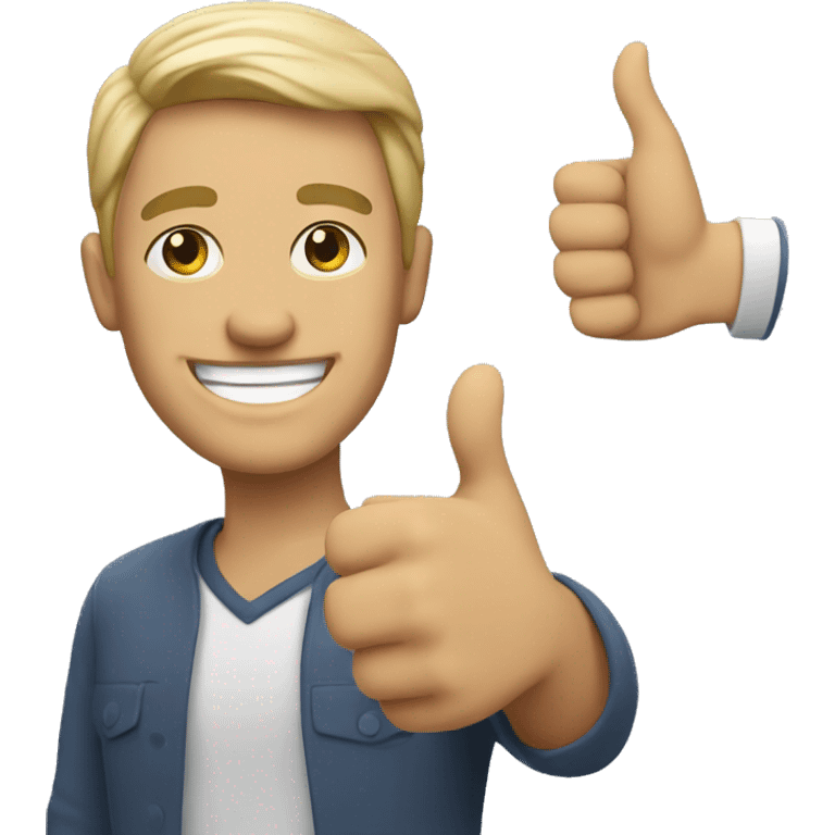 Smiling American Man shows thumbs up emoji