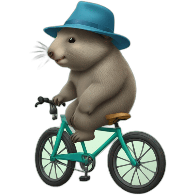 wombat in a hat on a bicycle emoji