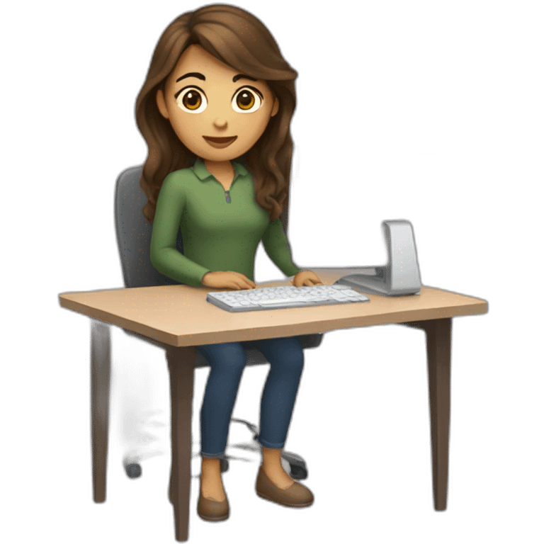 Brown hair girl with computer emoji