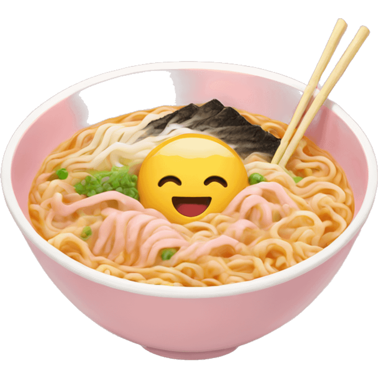 Ramen in a light pink bowl emoji