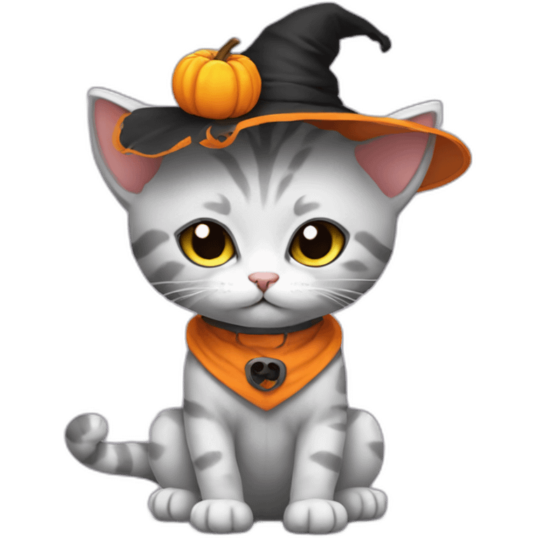 kitten in halloween clothes emoji