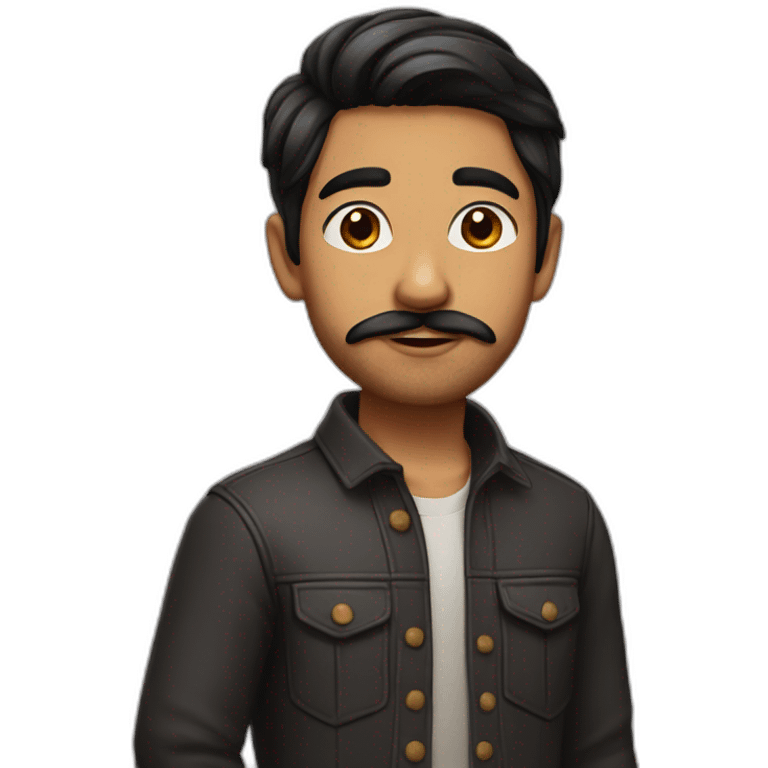 Lean boy with height and small beard and moustache Indian boy black hairs emoji