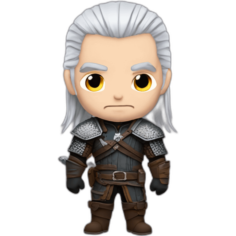 geralt the witcher as sweet big head chibi emoji