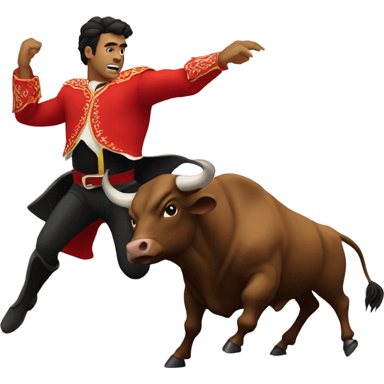 a bullfighter dodges a bull emoji